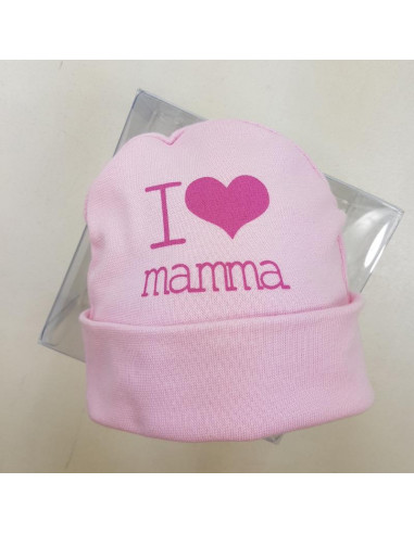 cappello I LOVE MAMMA in cotone culla