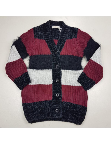 maglione misto lana con riga pelosa bimba