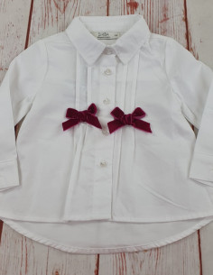 camicia cotone con fiocchi in velluto culla