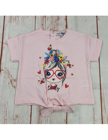maglia t shirt cotone nodo bambina con fiori neonata