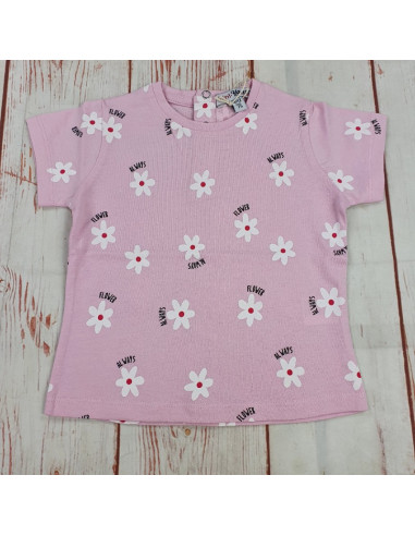 maglia t shirt cotone fantasia fiori neonata
