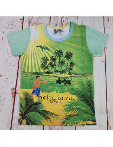 maglia t shirt cotone tropical island bimbo