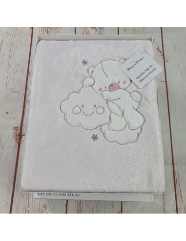 coperta soft pyle per lettino con sbarre cm 110x150 orso nuvola culla