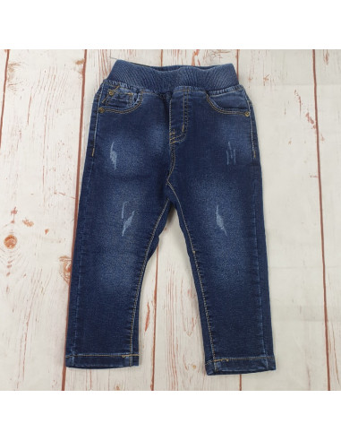 pantalone jeans invernale elastico in vita graffiature neonato