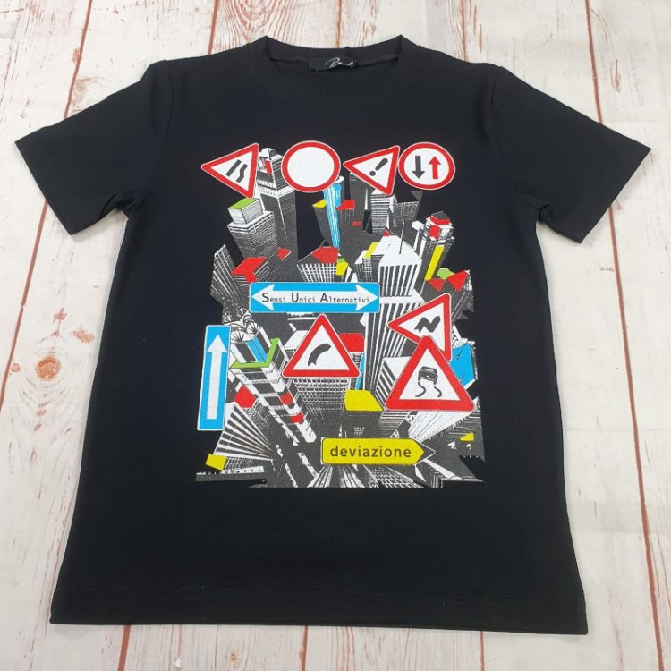 maglia t shirt cotone cartelli stradali ragazzo