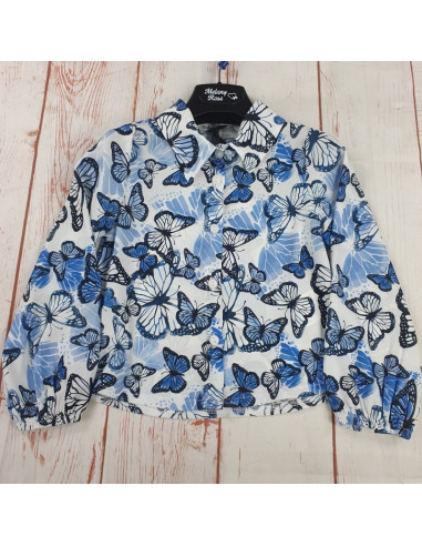 camicia cotone effetto viscosa farfalle bimba