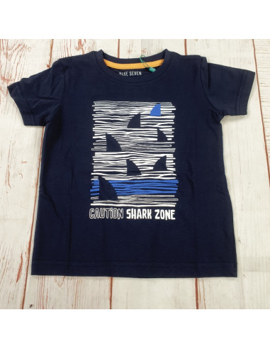 maglia t shirt cotone caution shark zone bimbo