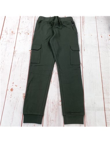 pantalone tuta felpa invernale tasconi verde ragazzo