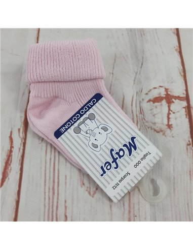 calze caldo cotone risvolto gambaletto rosa culla