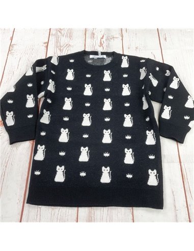 maglione lungo fantasia gattini bimba