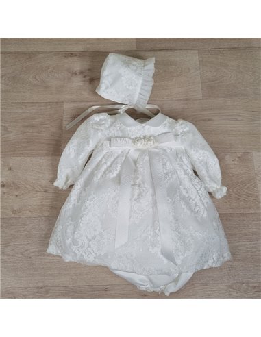 vestito battesimo cerimonia caldo cotone culotte e cuffia neonata