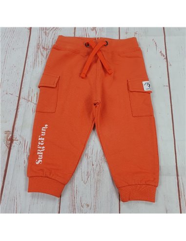 pantalone tuta felpa caldo cotone tasconi arancio culla
