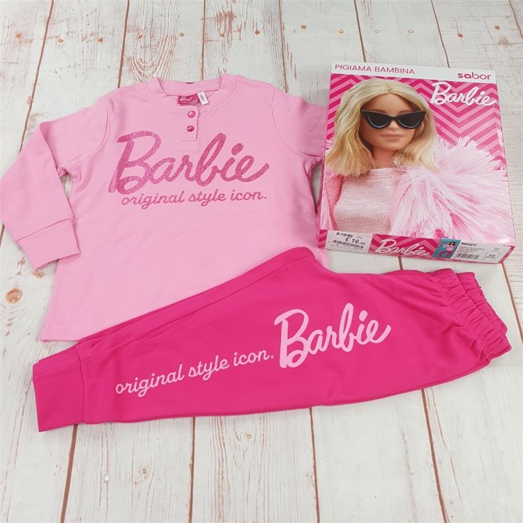 pigiama barbie caldo cotone rosa donna