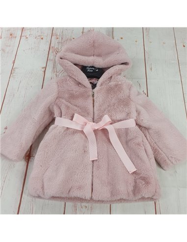 pelliccia invernale con cappuccio e cintura neonata
