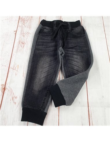 pantalone jeans elastico e dietro in felpa invernale bimbo