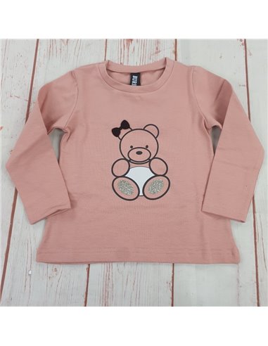maglia caldo cotone orso rosa neonata