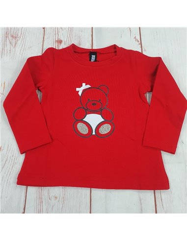 maglia caldo cotone orso rosso  neonata
