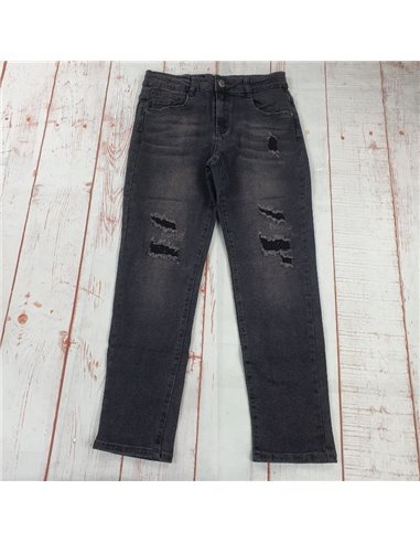 pantalone jeans elastico in vita regolabile con rotture ragazzo