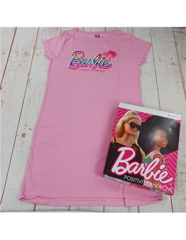 camicia da notte cotone barbie rosa donna