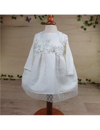 vestito con coprispalle elegante cerimonia fiori e tulle con sottogonna neonata