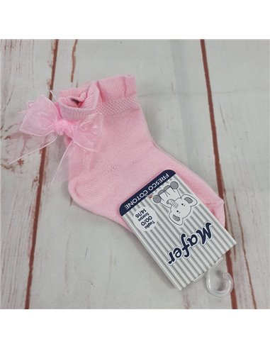 calze cotone cotone fiocco tulle rosa neonata