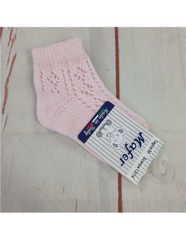 calze cotone traforata rosa  neonata
