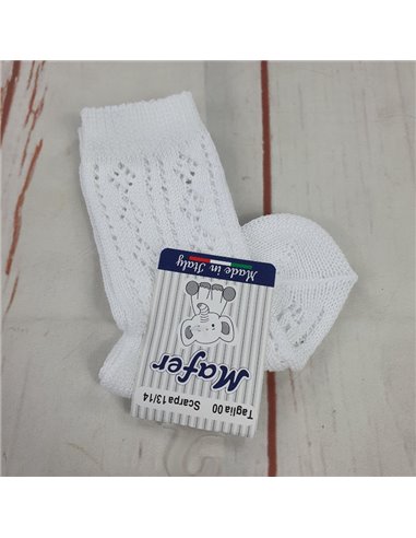 calze  cotone gambaletto traforata bianca neonata