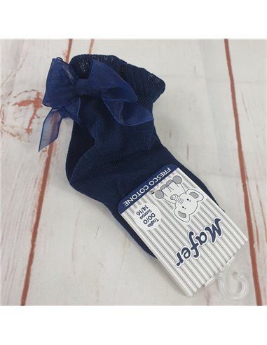 calze cotone fiocco tulle blu  neonata