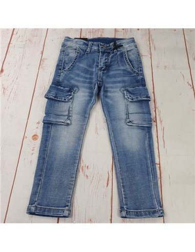 jeans elasticizzato morbido tasconi elastico in vita regolabile bimbo