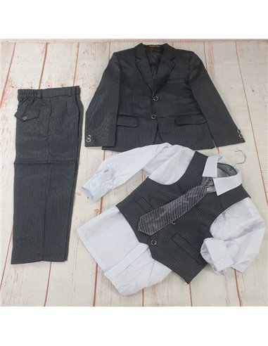 completo 5 pezzi gilet camicia giacca pantalone cravatta regolabile nero bimbo