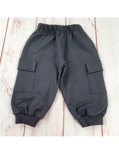 pantalone tuta felpa leggera tasconi grigio neonato