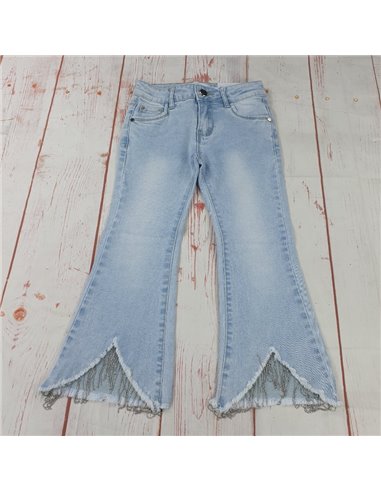 jeans elasticizzato orlo catenelle elastico regolabile in vita bimba