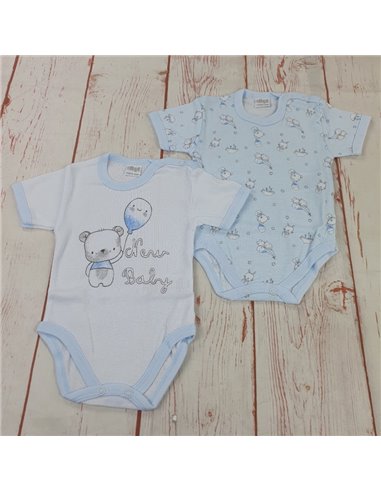 2 body cotone baby azzurro neonato