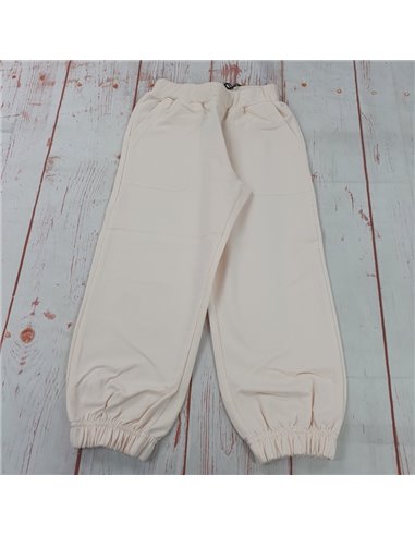 pantalone felpa leggera con tasche panna bimba