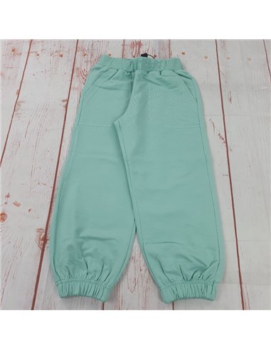 pantalone felpa leggera con tasche verde bimba