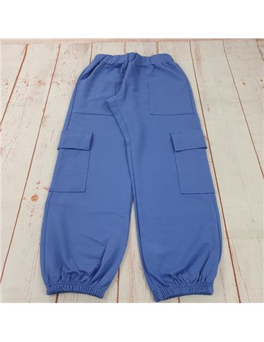 pantalone felpa leggera con tasche azzurro ragazza