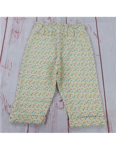 pantalone felpa leggera fiori giallo neonata