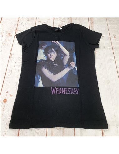 t shirt cotone Wednesday nero donna