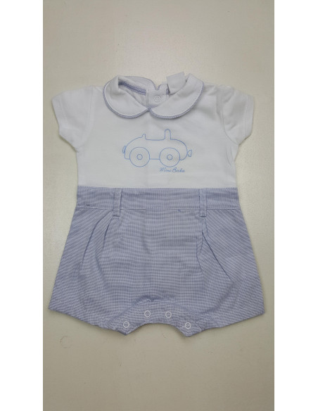 tutina corta piquet e pantalone tessuto a righine neonato