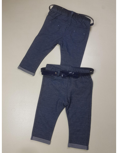 leggins cotone effetto jeans con cintura neonata